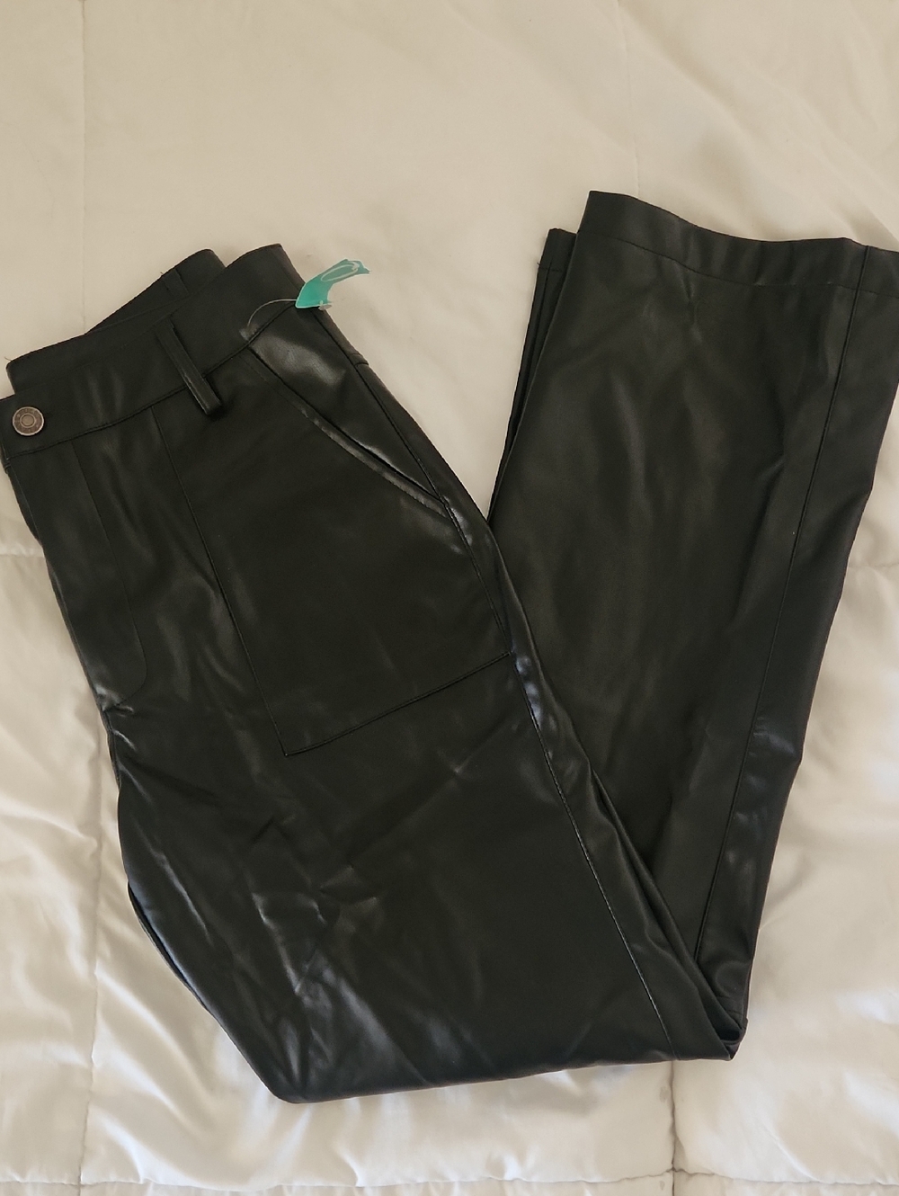 Black Faux Leather High-Waist Pants